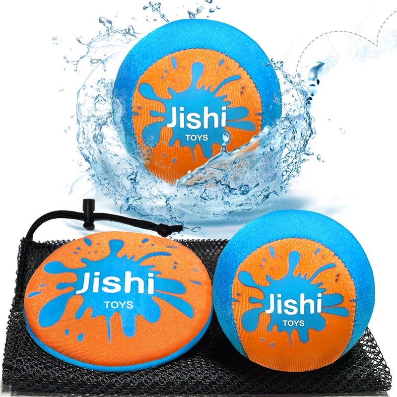 Jishi كرات الماء القافزة، ألعاب بركة الشاطئ للأطفال من 4-8-12 سنوات، ألعاب مائية خارجية، كرات قفز الماء للعب في الأنهار والبحيرات وحمامات السباحة للأطفال من 3-5 4-8-12، هدايا صيفية للشباب والبالغين والعائلة - Image 1